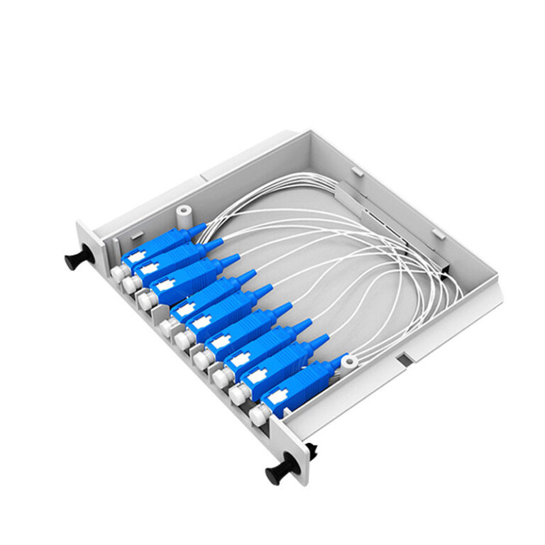 Telecom-grade 1x8 PLC Splitter, SCUPC, plug-in module, with customizable connector types